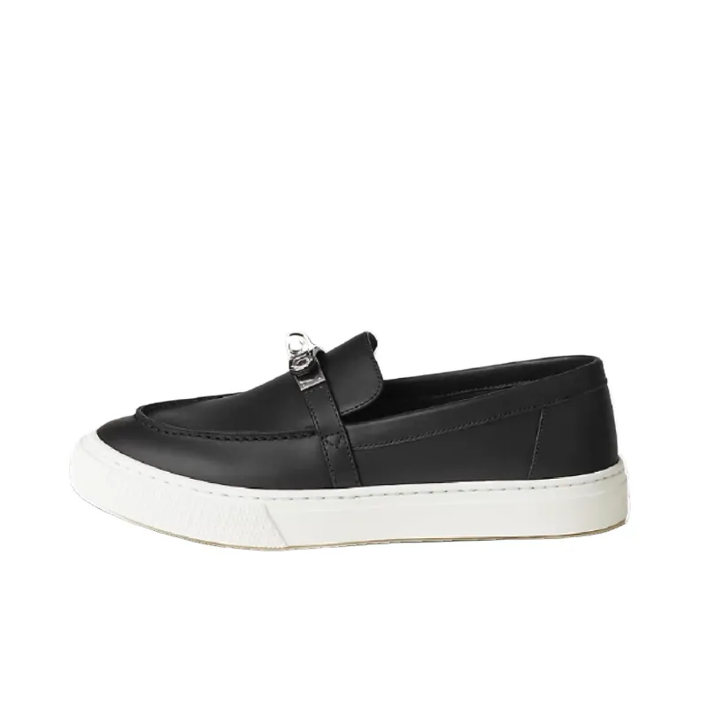 HERMES Calfskin Women's Casual Shoes Women's Khaki, Black-4