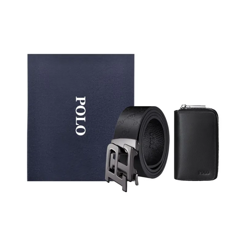 POLO Cow Leather Leather Belts Men's Gunmetal Width  3.5cm-0