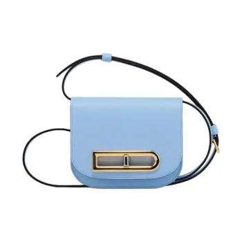 Delvau Shiny Grained Alpina Calfskin Shoulder Bag Crossbody Bag Mini Women's Light Blue