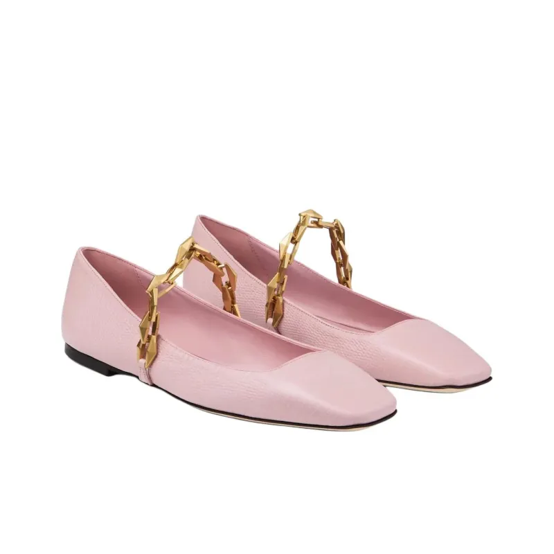 Jimmy Choo Diamond Tilda Flat Casual Single Shoes Women's Pink-2