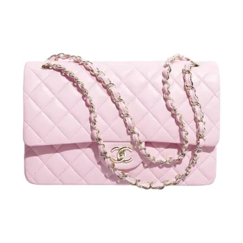 CHANEL Classic Flap CF Lambskin Shoulder Bag Crossbody Bag Large Size Women's Light Pink Red