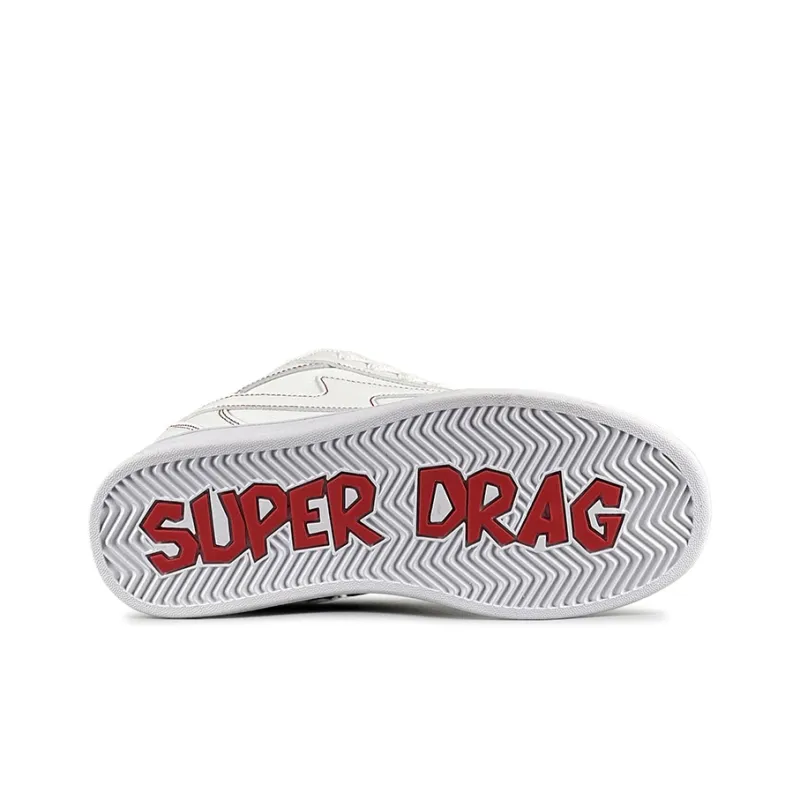 LuzaoT SUPER DRAG Puffy Shoes Anti Slip Wear Resistant Low Top Skateboard Shoes Unisex White Red-6