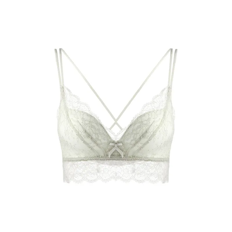 Flowers In Water Bra Women's White Fruit Green Single Pack-0