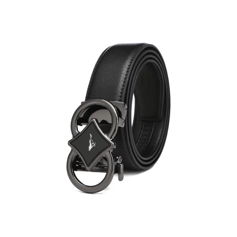 SEPTWOLVES Automatic Buckle Korean Style Youth Business Leather Belts Men's Black Width 3.5CM-1