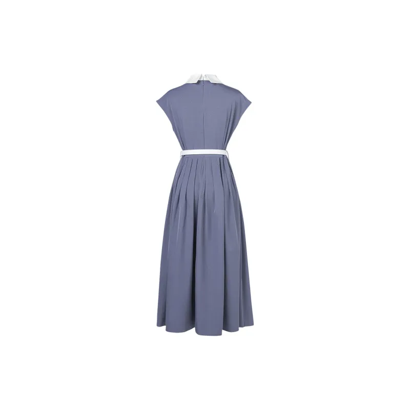 Duffy Fashion Short Sleeved Dresses Women's Gray Blue-1