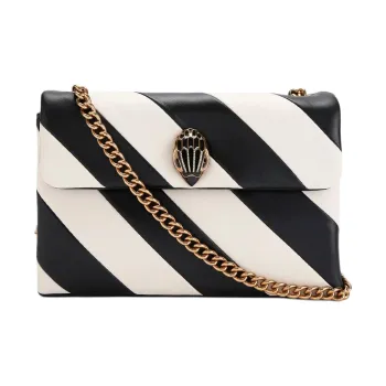 Kurt Geiger London Leather Shoulder Bag Crossbody Bag Medium Size Women's Black & White