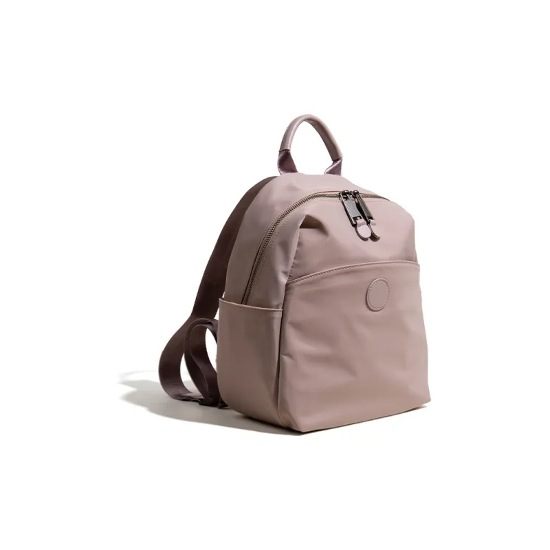 MISS MUSI Nylon With Cow Leather Backpacks Medium Size Women's Pink/Gray/Black/Apricot-2