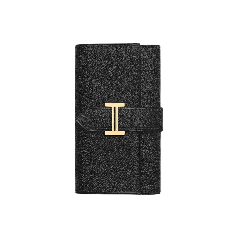 HERMES Bearn Mysore Goat Skin Key Pouch Unisex 89 Noir Black-0