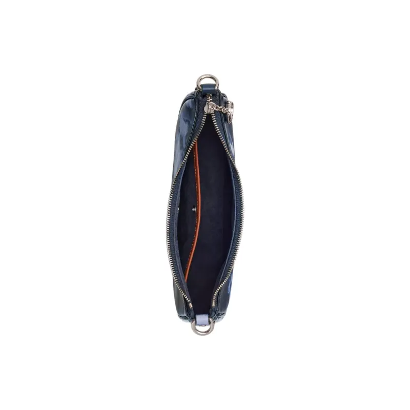 COACH Mira Smooth Leather Handbag, Shoulder Bag Medium Size Women's Light Antique Nickel & Night Marine Blue-2