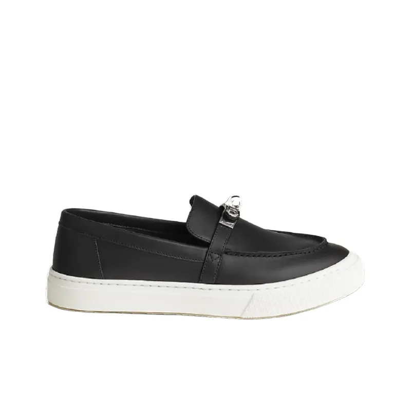 HERMES Calfskin Women's Casual Shoes Women's Khaki, Black-5