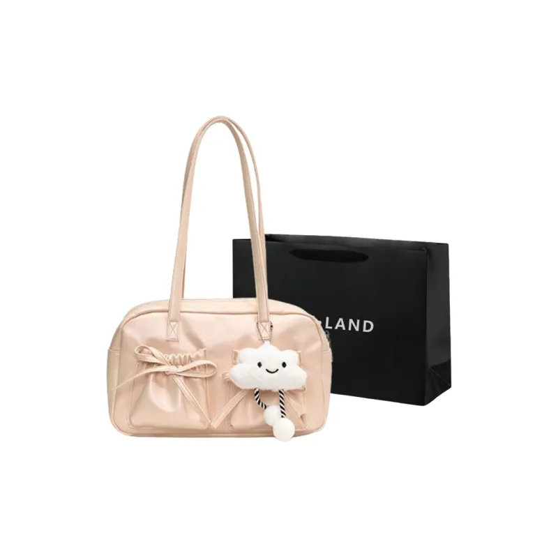 PINK·LAND PU Shoulder Bag Women's Black/Silver/Pearl Pink/Pearl White-10