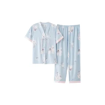 The Story Of The Flower Season Pajama Set Women's Light Blue