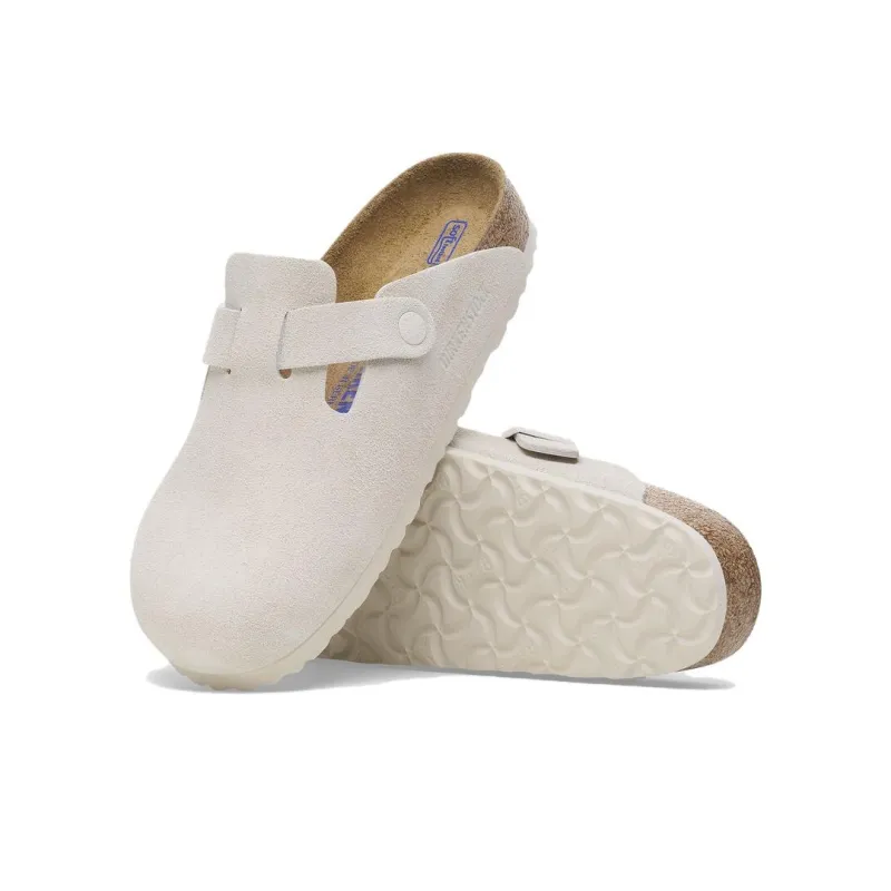 Birkenstock Boston Soft Footbed Suede Leather 'Antique White'-4
