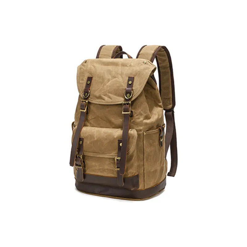 TTaG．baG Batik Canvas Backpack Unisex Gray/Army Green/Khaki/Earth Yellow-8