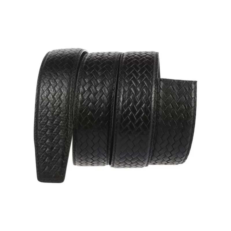 FORTEI Top Grain Cow Leather Belts Men's Black Width 3.5cm Gift Box Set-5
