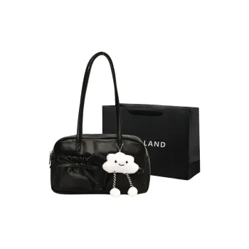 PINK·LAND PU Shoulder Bag Women's Black/Silver/Pearl Pink/Pearl White
