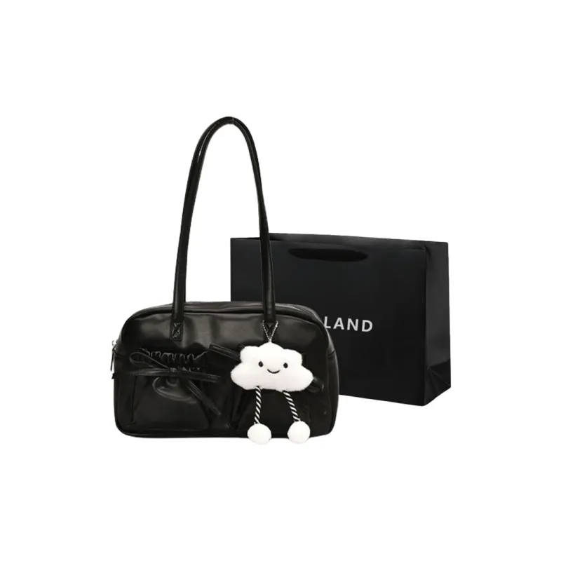 PINK·LAND PU Shoulder Bag Women's Black/Silver/Pearl Pink/Pearl White-0