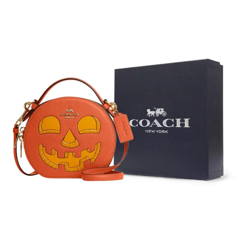 COACH Canteen Leather Handbag, Shoulder Bag, Crossbody Bag Trumpets Women's Orange-6