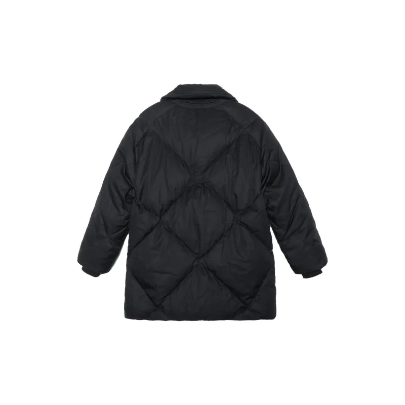 Burberry Diamond Quilted Cotton Gabardine Coat Black-1