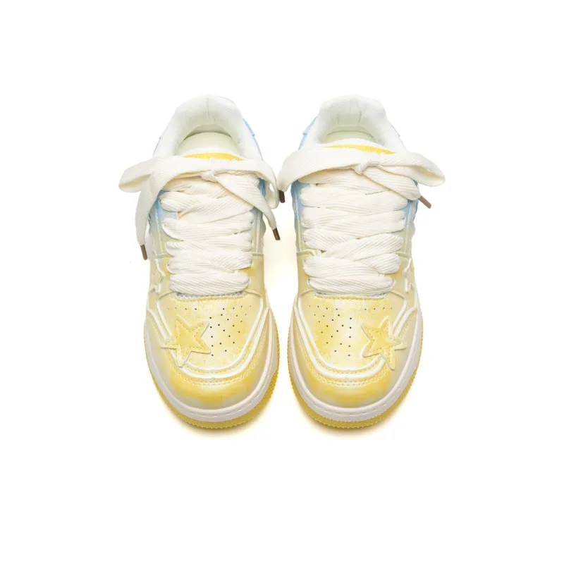Anime story Skateboard Shoes Women's Low Top Glazed Yellow-4