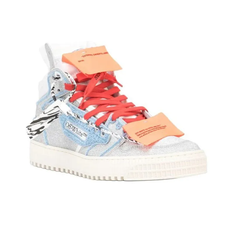 OFF WHITE High Top Skateboard Shoes Men's Gray-2