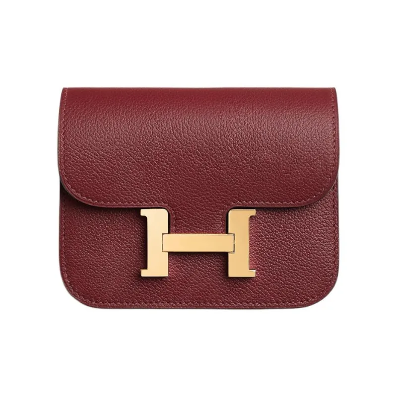HERMES Evercolor Calfskin Card Holder Coin Purse Fanny Pack Women's Hermes Red With Open Country Orange-0