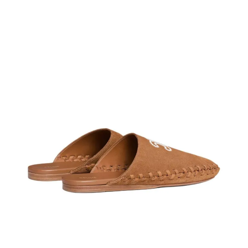 CELINE Slip Resistant Wrap toe Slippers Women's Brown-3