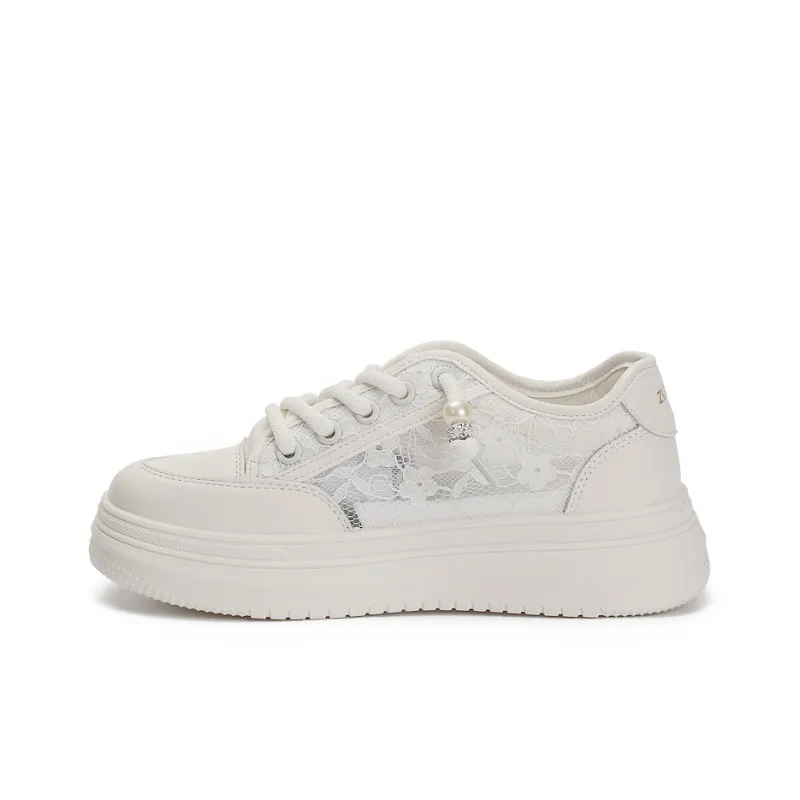 Zun'er Quick Dry Lightweight Breathable Low-Top Skateboard Shoes Unisex White-3