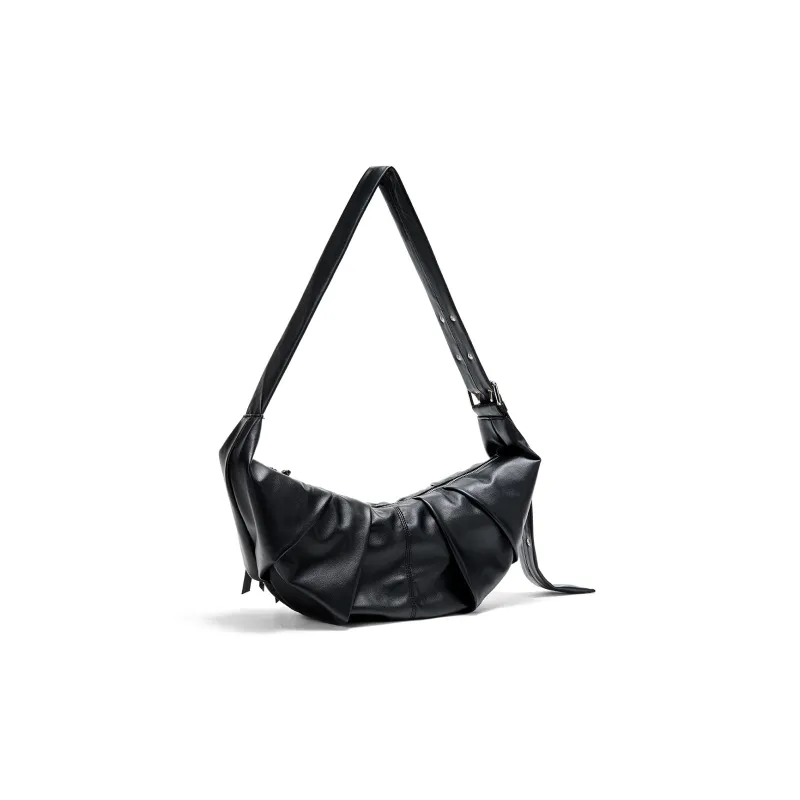 Yawei Kuroda PU With Artificial Leather Crossbody Bags Medium Size Unisex Black-3