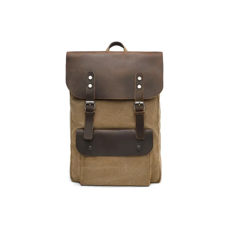 TTaG．baG Canvas Backpack Unisex Army Green/Khaki-4