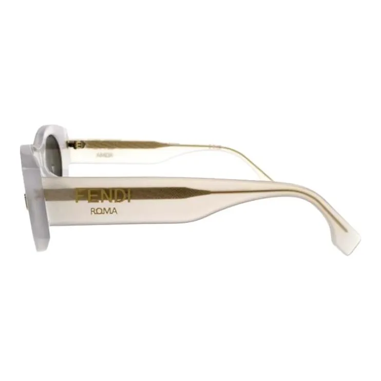 FENDI Plate Frame Oval Sunglasses Unisex White-3