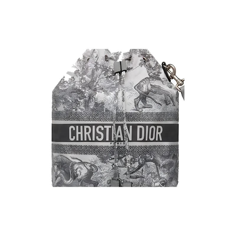 DIOR DiorTravel Technical Fabric Bucket Bag Makeup Bag Toiletry Bag Storage Bag Clutch Women's Gray-4