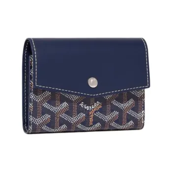 GOYARD Canvas With Calfskin Wallet Unisex Marine Blue