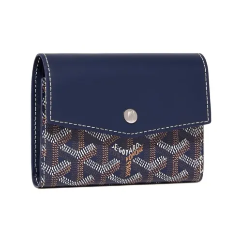GOYARD Canvas With Calfskin Wallet Unisex Marine Blue