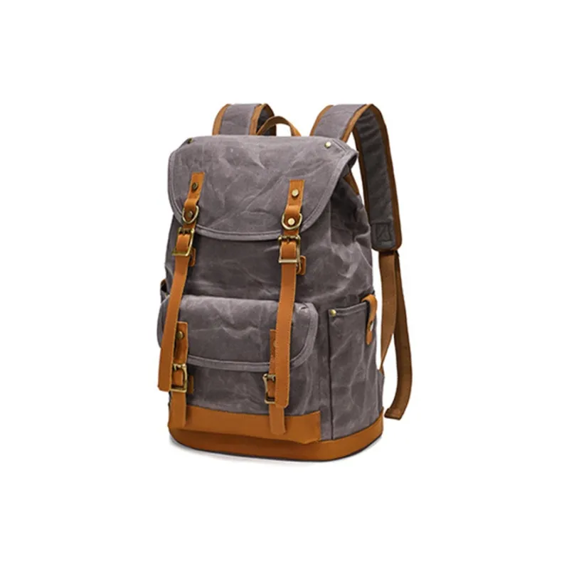 TTaG．baG Batik Canvas Backpack Unisex Gray/Army Green/Khaki/Earth Yellow-0