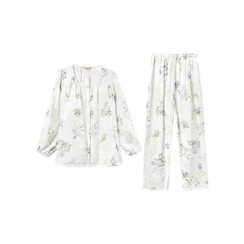 AUTUMNDEER Pajama Set Women's Milk White Lid