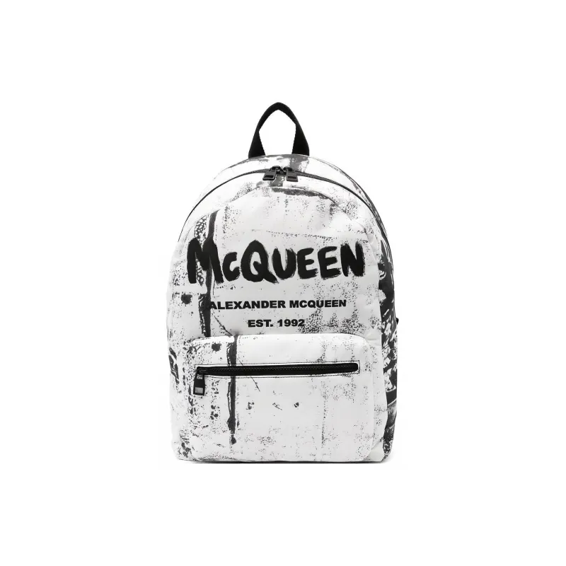 Alexander McQueen Metropolitan Backpack Black/White-0