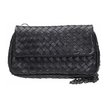 Bottega Veneta Sheepskin Messenger Bag Crossbody Bag Shoulder Bag Women's Black