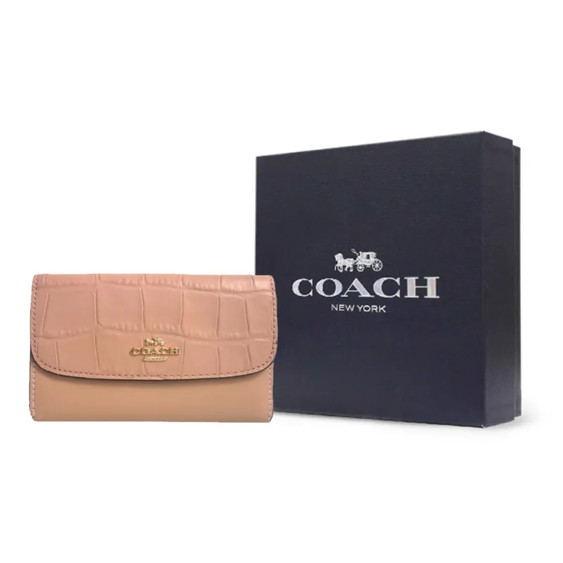 COACH Envelope Leather Wallet Women's Nude-6