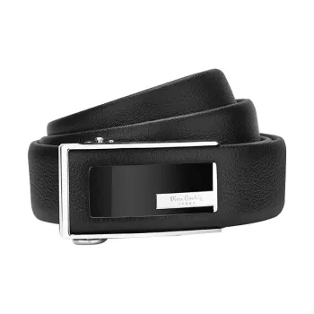 PIERRE CARDIN Genuine Leather Automatic Buckle Leather Belts Men's Black 3.5cm