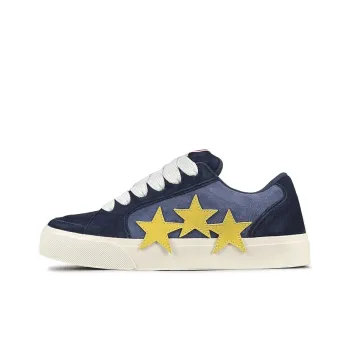 LuzaoT SUPER DRAG Stars Shoes Anti Slip Wear Resistant Low Top Skateboard Shoes Unisex Blue Yellow