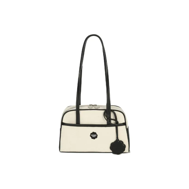 COVERNAT Canvas One Shoulder Handbag Medium Size Women's Black & White-0