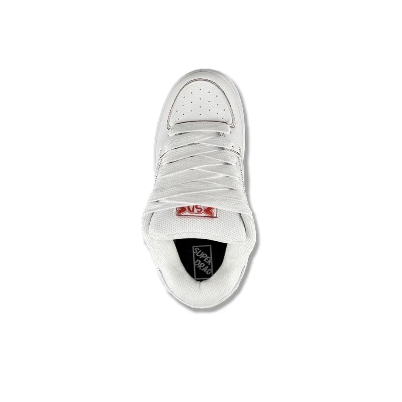 LuzaoT SUPER DRAG Puffy Shoes Anti Slip Wear Resistant Low Top Skateboard Shoes Unisex White Red-3
