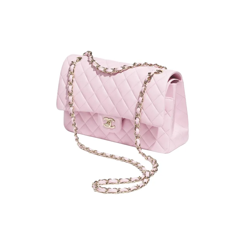 CHANEL Classic Flap CF Lambskin Shoulder Bag, Crossbody Bag Tubas Women's Light Pink Red-1