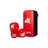 Kids' Boxing Gloves+Kick Pads 1 Pack (Red)