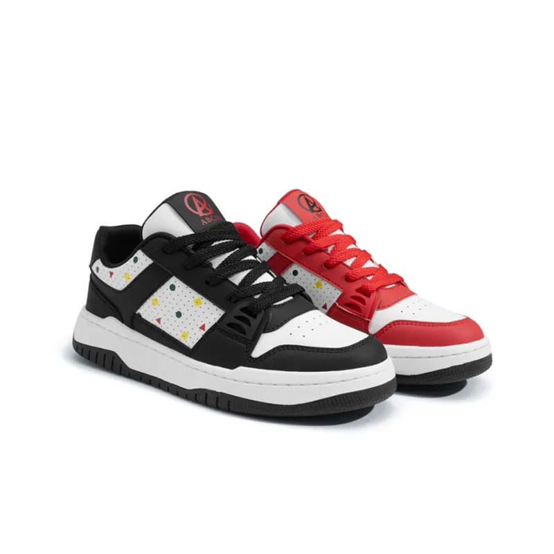 ABCIU Anti-Slip And Wear-Resistant Lightweight Low-Top Skateboard Shoes Unisex Black Red-2