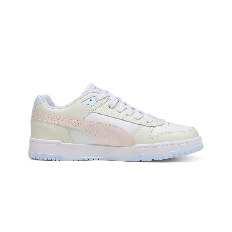 PUMA RBD Game Cushioning, Wear Resistant Low Top Skateboard Shoes Unisex White Yellow Pink-1