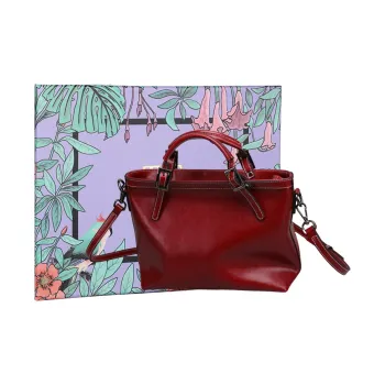 TTaG．baG Cow Leather Shoulder Bag Women's Burgundy/Brown/Black