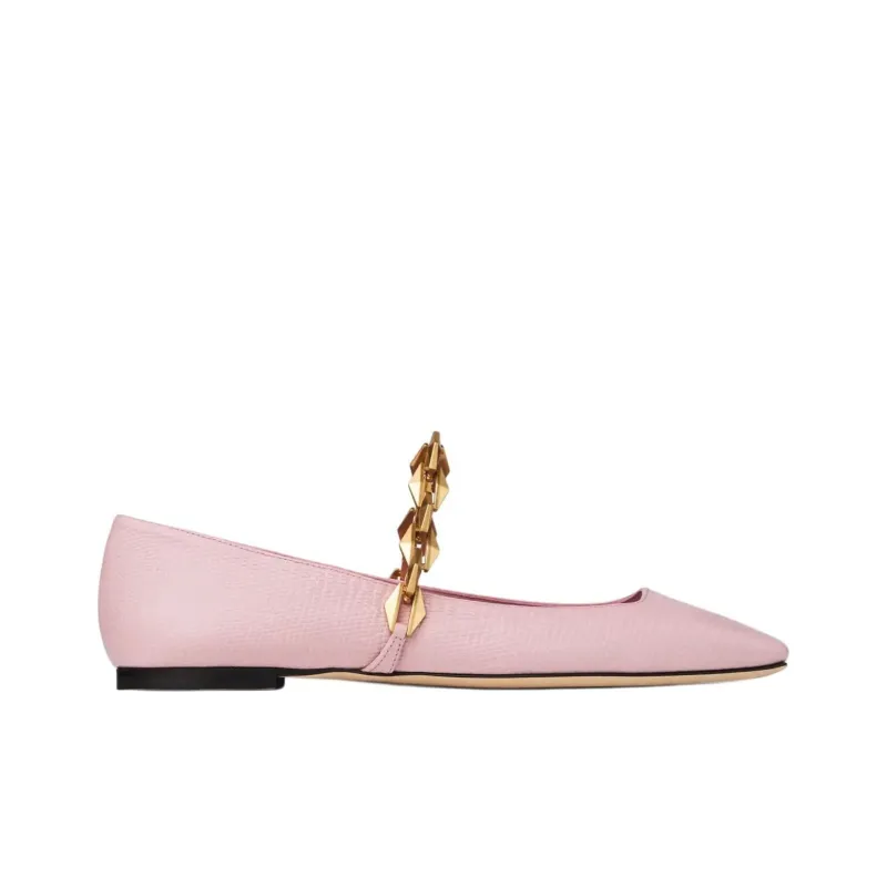Jimmy Choo Diamond Tilda Flat Casual Single Shoes Women's Pink-1
