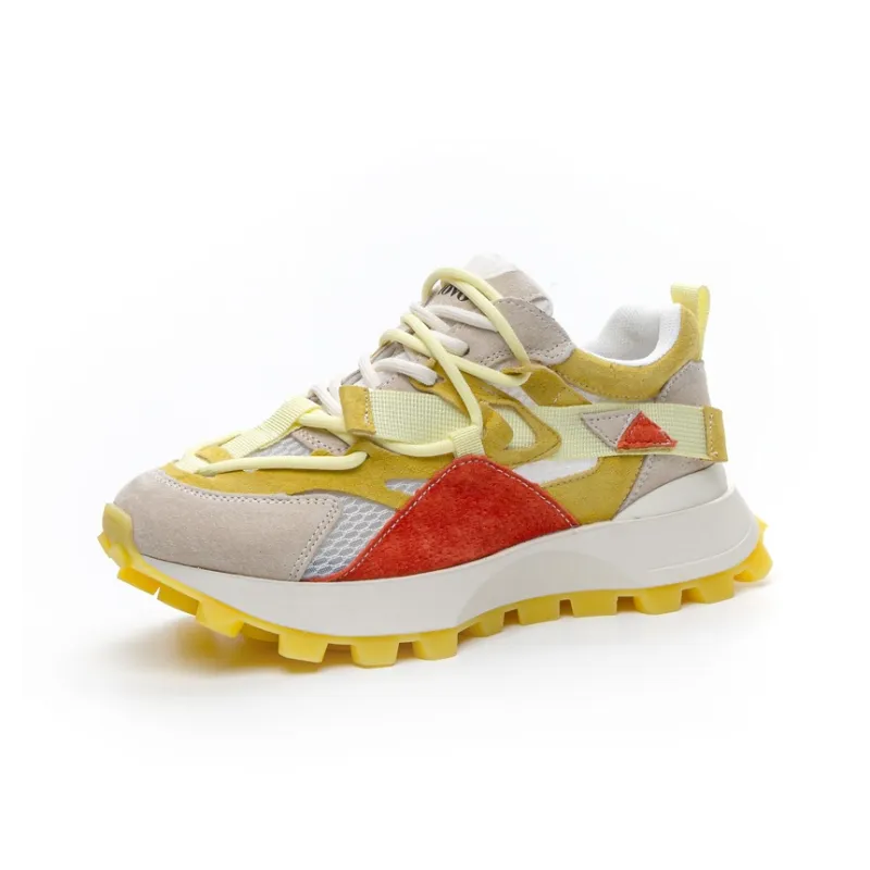 CHOVO Chunky Sneakers Women's Low Top Yellow/Pink-1